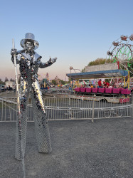 Mirror Man walk around 3x40 minutes (stilts and standard hei